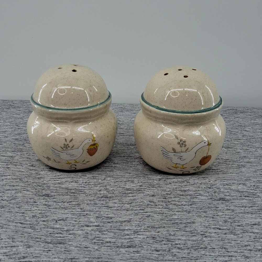Vintage International China Marmalade Goose Salt & Pepper Shakers Some Wear - Picture 3 of 7